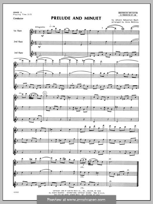 Prelude and Minuet: Score by Johann Sebastian Bach