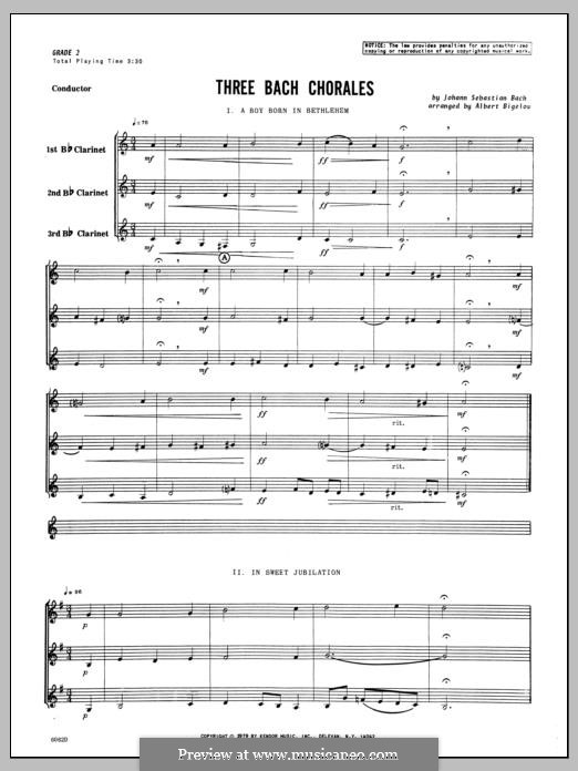 Three Bach Chorales, for trio clarinets by J.S. Bach on MusicaNeo