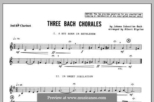 Three Bach Chorales, for trio clarinets by J.S. Bach on MusicaNeo
