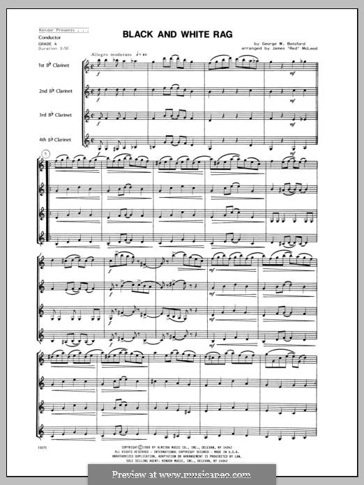 Black and White Rag: For clarinets - full score by George Botsford