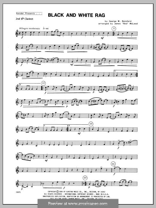 Black and White Rag: For clarinets - Clarinet 2 part by George Botsford