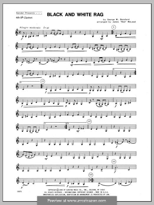 Black and White Rag: For clarinets - Clarinet 4 part by George Botsford