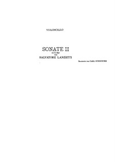 Sonata No.2 in G Major: For cello and piano – cello part by Salvatore Lanzetti