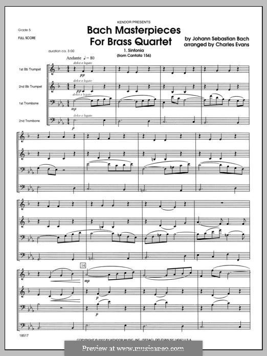 Bach Masterpieces for Brass Quartet: Full Score by Johann Sebastian Bach