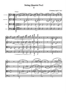 String Quartet No.1 in C Minor, Op.51: Movement I by Johannes Brahms