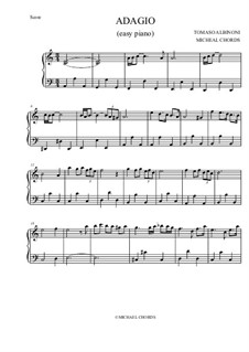 Adagio in G Minor: For easy piano by Tomaso Albinoni
