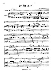 Aria with Variations No.7, Op.15: Score by Charles Auguste de Beriot