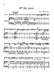 Aria with Variations No.3, Op.3: Score by Charles Auguste de Beriot