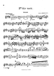 Aria with Variations No.3, Op.3: Solo part by Charles Auguste de Beriot