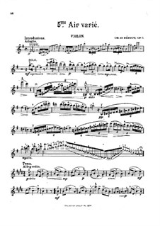 Aria with Variations No.5, Op.7: Solo part by Charles Auguste de Beriot