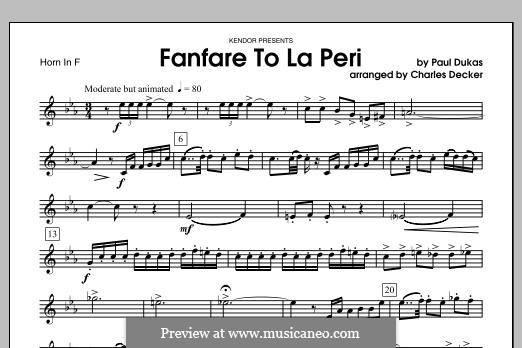 La Péri: Fanfare, for wind quintet – Horn in F part by Paul Dukas
