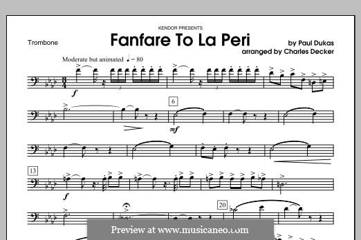 La Péri: Fanfare, for wind quintet – Trombone part by Paul Dukas