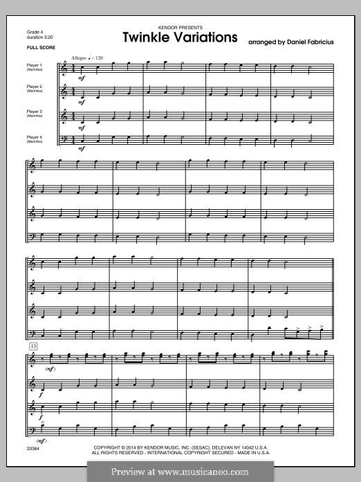 Twinkle Variations by folklore sheet music on MusicaNeo