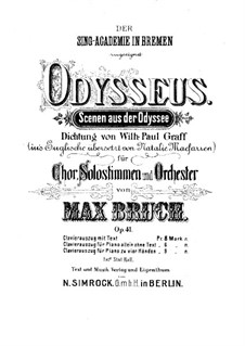 Odysseus, Op.41: Introduction, for Piano Four Hands by Max Bruch