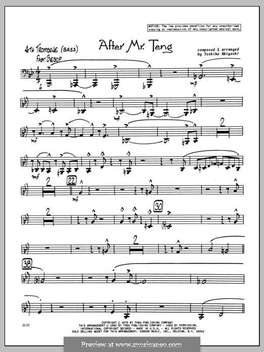 After Mr. Teng: 4th Trombone part by Toshiko Akiyoshi