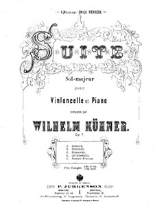 Suite in G Major for Cello and Piano, Op.7: Score by Wilhelm Kühner