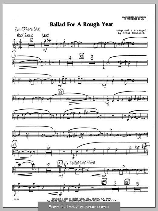Ballad for a Rough Year: 2nd Eb Alto Saxophone part by Frank Mantooth