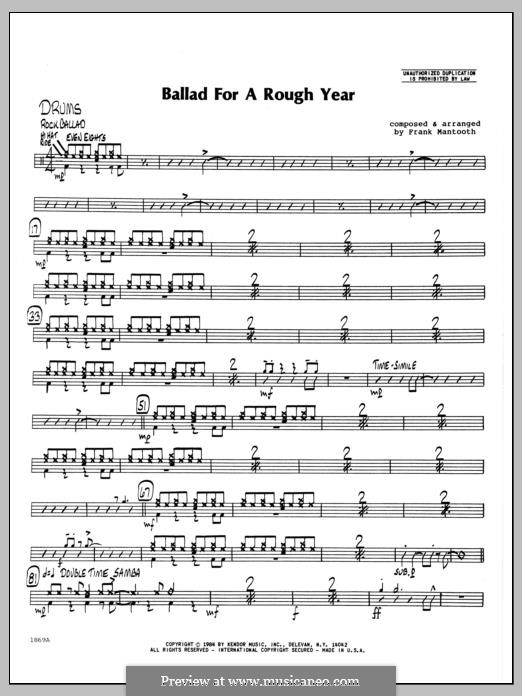 Ballad for a Rough Year: Drums part by Frank Mantooth