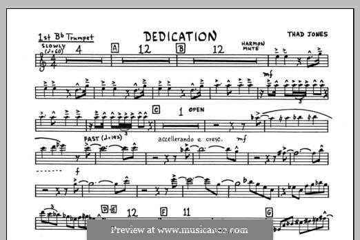Dedication: 1st Bb Trumpet part by Thad Jones
