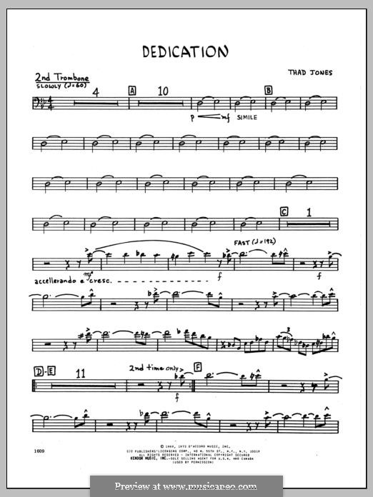 Dedication: 2nd Trombone part by Thad Jones