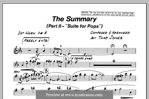 The Summary: 1st F Horn part by Thad Jones