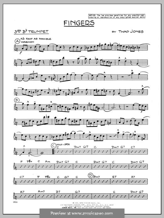 Fingers: 3rd Bb Trumpet part by Thad Jones