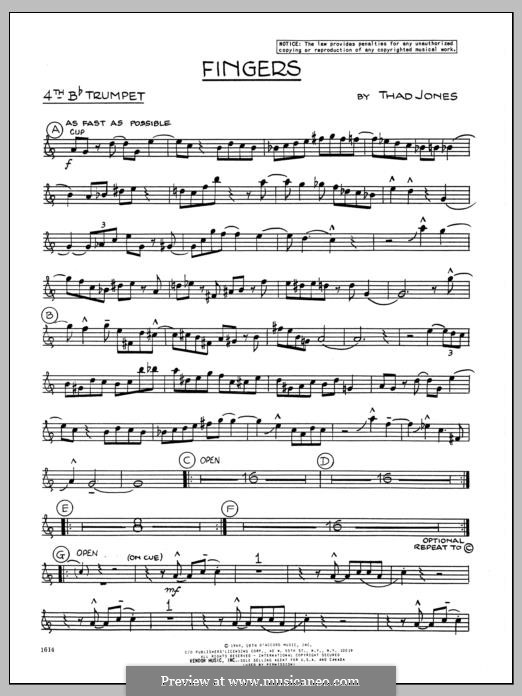 Fingers: 4th Bb Trumpet part by Thad Jones