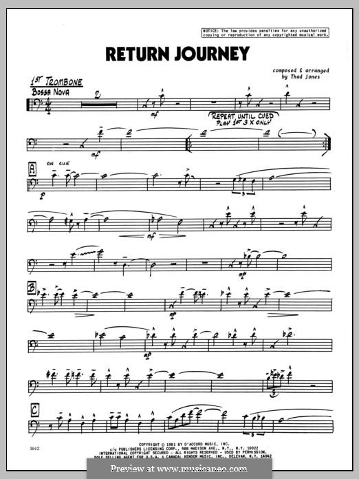 Return Journey: 1st Trombone part by Thad Jones