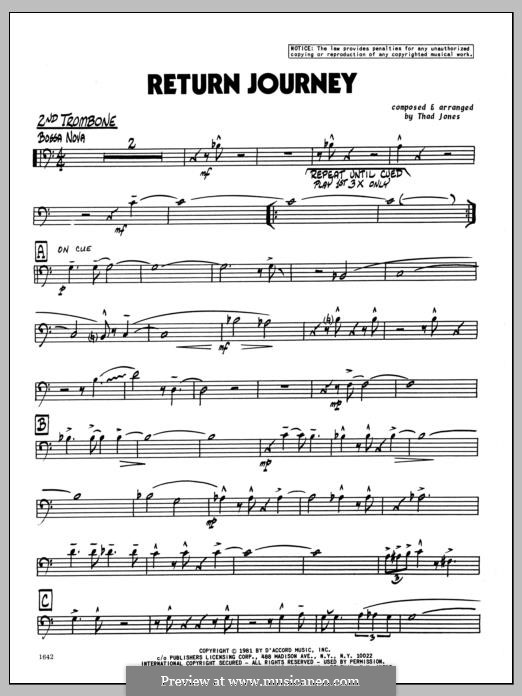 Return Journey: 2nd Trombone part by Thad Jones