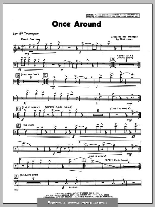 Once Around: 1st Bb Trumpet part by Thad Jones