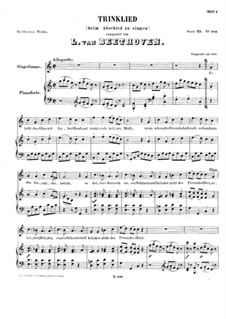 Trinklied (Drinking Song), WoO 109: Piano score with vocal part by Ludwig van Beethoven