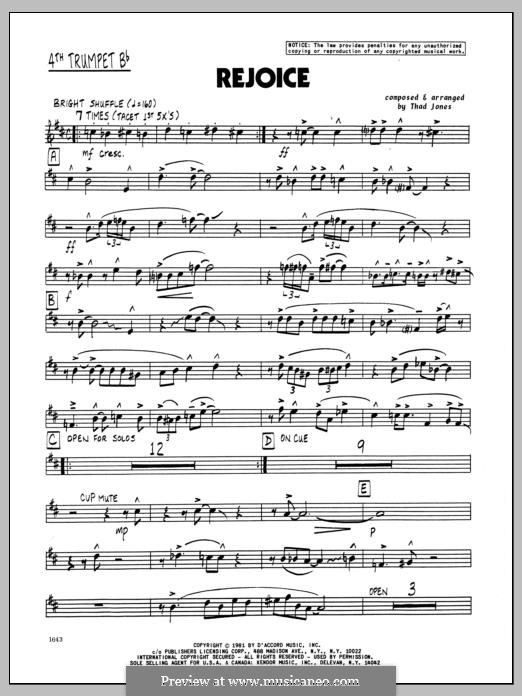 Rejoice: 4th Bb Trumpet part by Thad Jones