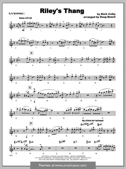 Riley's Thang: 1st Eb Alto Saxophone part by Mark Colby