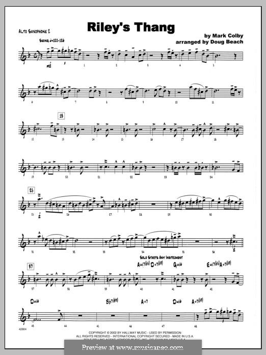Riley's Thang: 2nd Eb Alto Saxophone part by Mark Colby