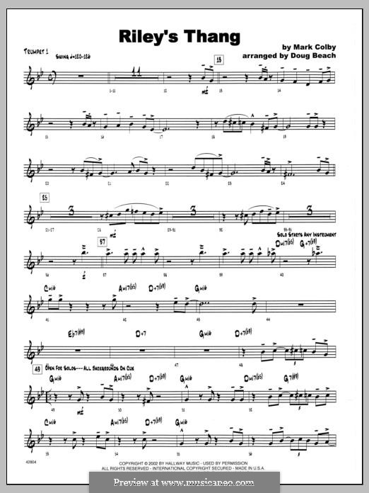 Riley's Thang: 1st Bb Trumpet part by Mark Colby