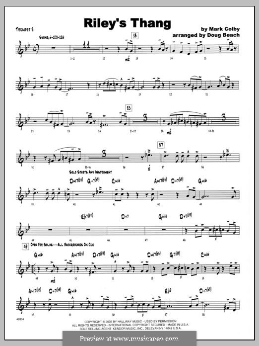 Riley's Thang: 3rd Bb Trumpet part by Mark Colby