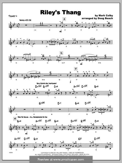 Riley's Thang: 4th Bb Trumpet part by Mark Colby