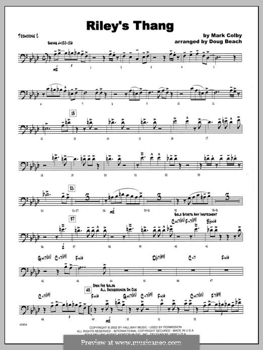 Riley's Thang: 2nd Trombone part by Mark Colby