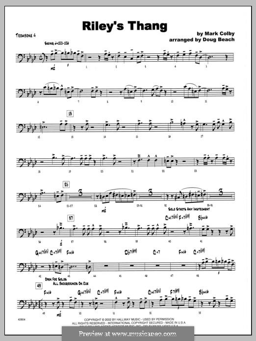 Riley's Thang: 4th Trombone part by Mark Colby