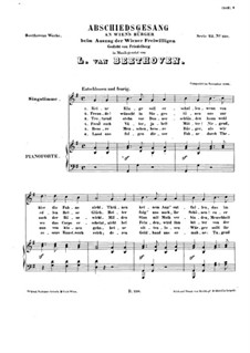 Abschiedsgesang an Wiens Bürger (Farewell Song to the Citizens of Vienna), WoO 121: Piano score with vocal part by Ludwig van Beethoven