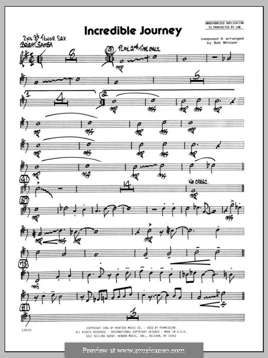 Incredible Journey: 2nd Bb Tenor Saxophone part by Bob Mintzer