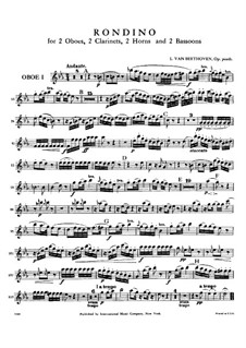 Rondino for Wind Instruments, WoO 25: Parts by Ludwig van Beethoven