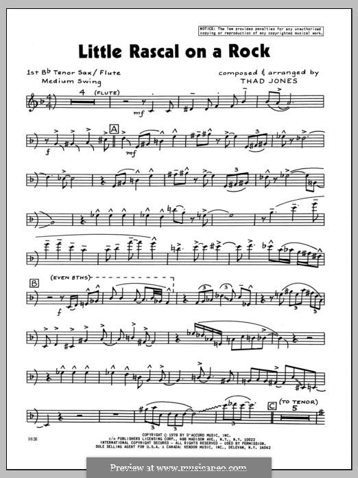 Little Rascal on a Rock: 1st Bb Tenor Saxophone part by Thad Jones