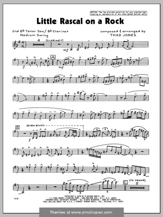 Little Rascal on a Rock: 2nd Bb Tenor Saxophone part by Thad Jones