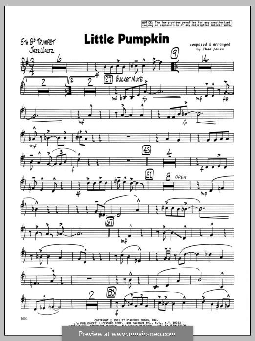 Little Pumpkin: 5th Bb Trumpet part by Thad Jones