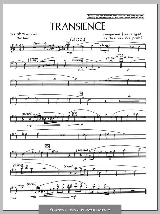 Transience: 1st Bb Trumpet part by Toshiko Akiyoshi