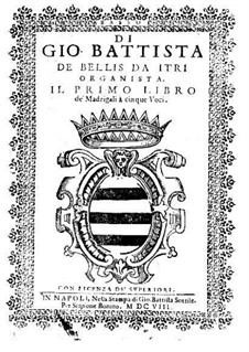 Madrigals for Five Voices: Book I – bass part by Giovanni Battista de Bellis