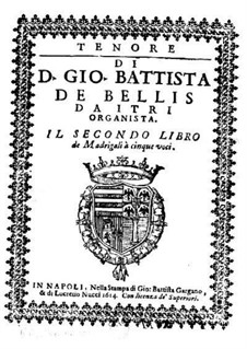 Madrigals for Five Voices: Book II – tenor part by Giovanni Battista de Bellis