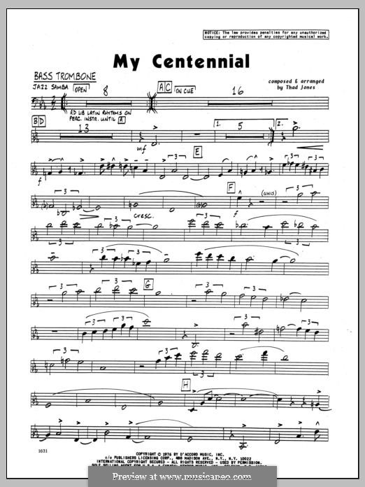 My Centennial: Bass Trombone part by Thad Jones