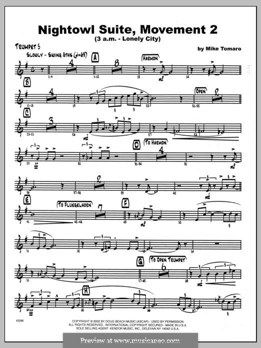 Nightowl Suite, Mvt. 2 (3 a.m. - Lonely City): 5th Bb Trumpet part by Mike Tomaro